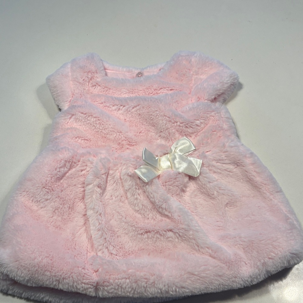 Cat & Jack Pink Fuzzy Baby Dress with Bow